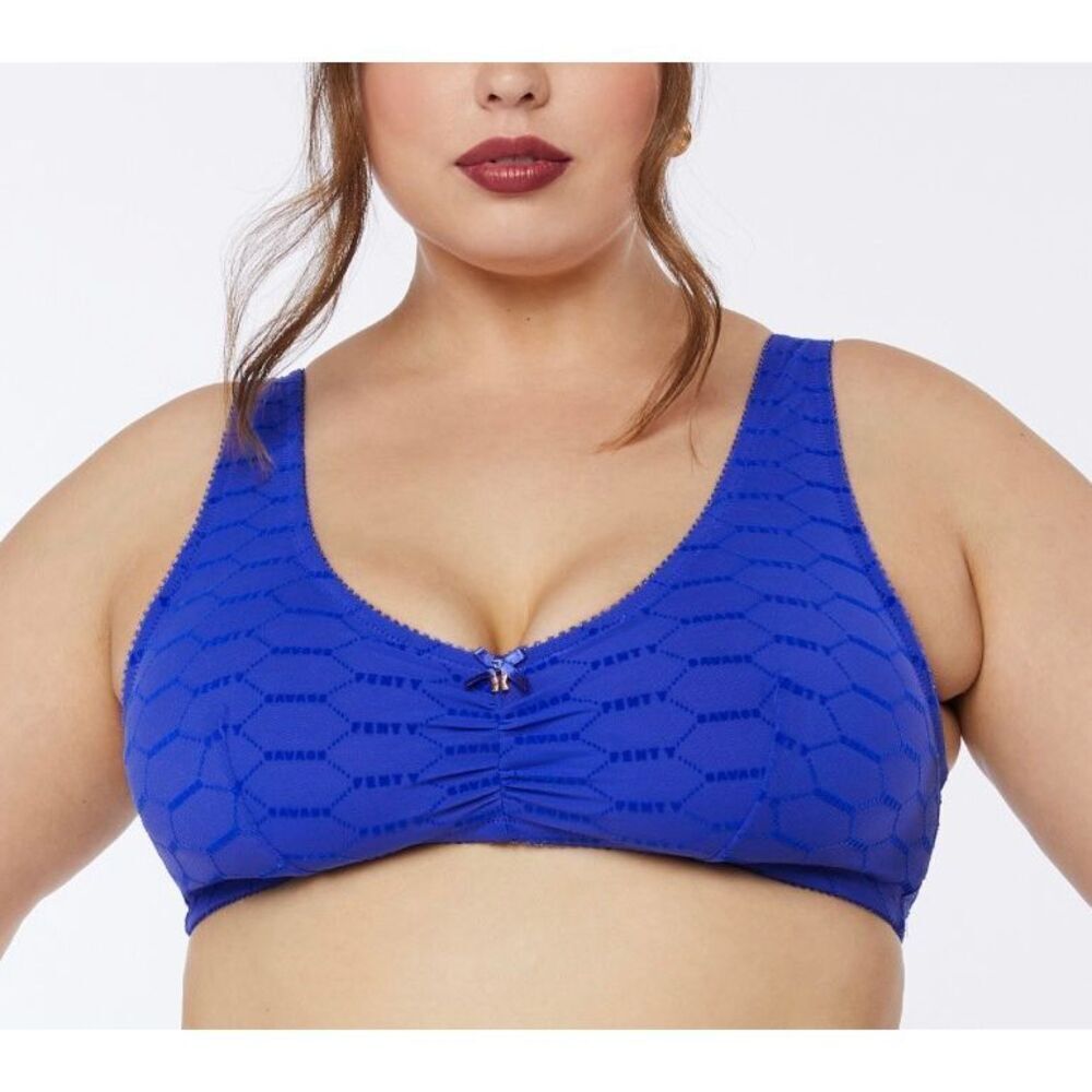 Savage X Fenty XL blue flicked logo bralette sexy lingerie bra